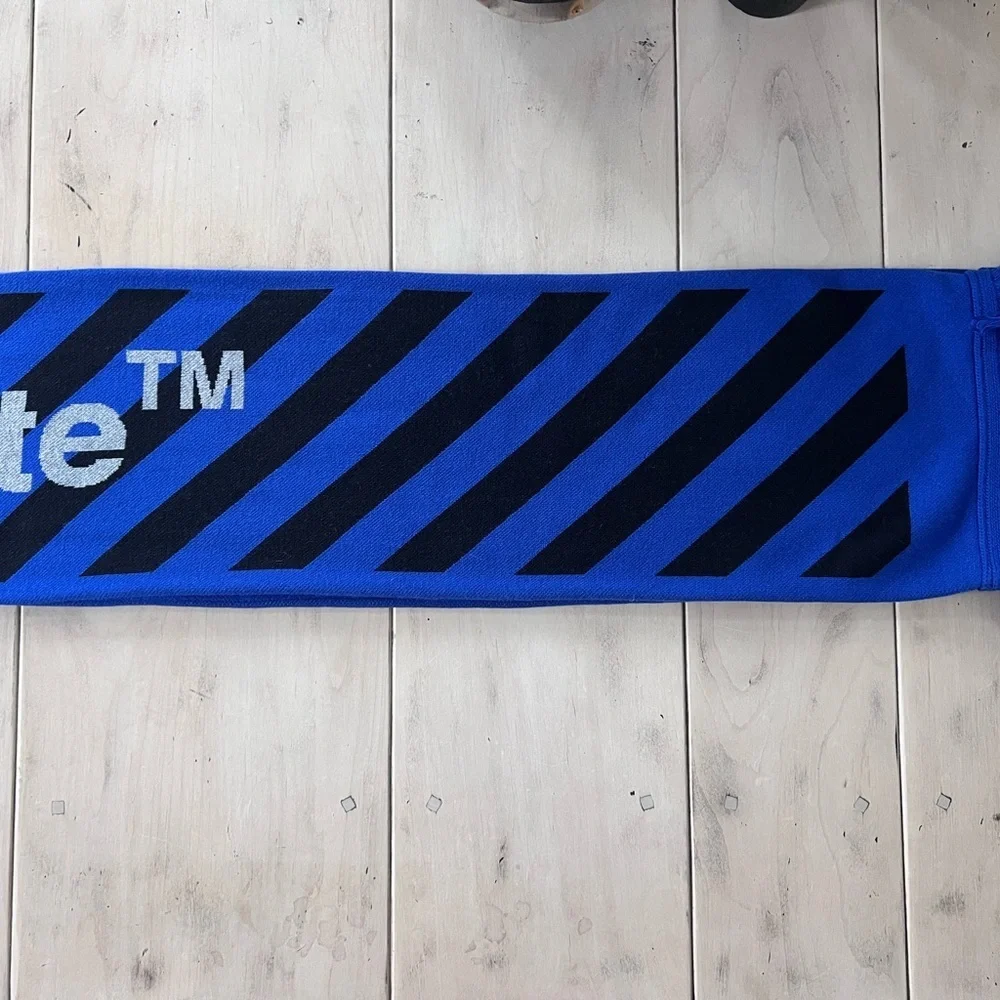 Off-White Bold Blue and Black Scarf AUTHENTIC